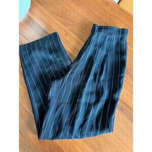 Rickie Freeman For TERI JON Womens Black White Pinstripe Wide Leg Pleated Office